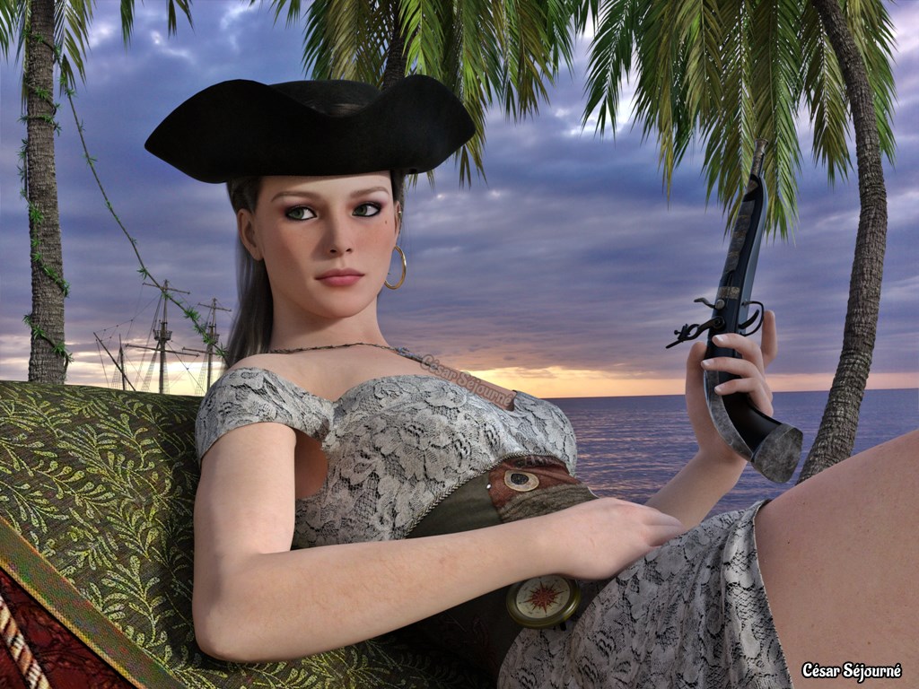 pirate girl et son bâteau