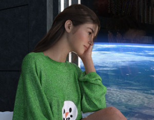 Vignette of Emma looks at the earth from the space