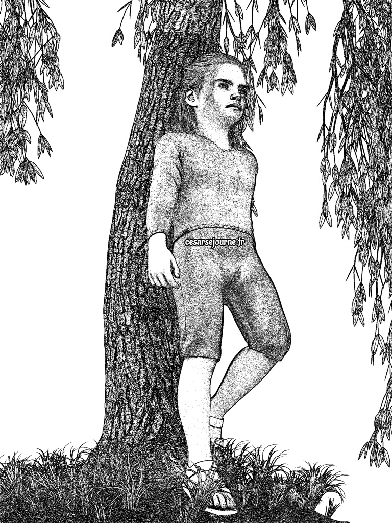 Illustration d'unn enfant sous un arbre