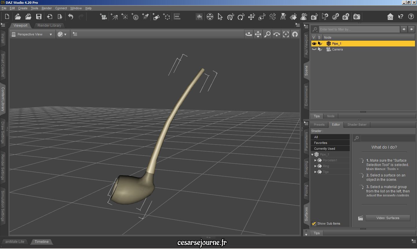 Tuto sur comment modifier un objet 3D sur Daz3D : création de surface, couleur et texture 09