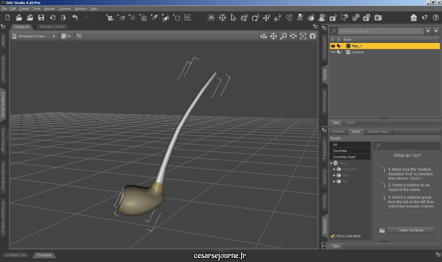 Tuto sur comment modifier un objet 3D sur Daz3D : création de surface, couleur et texture 1