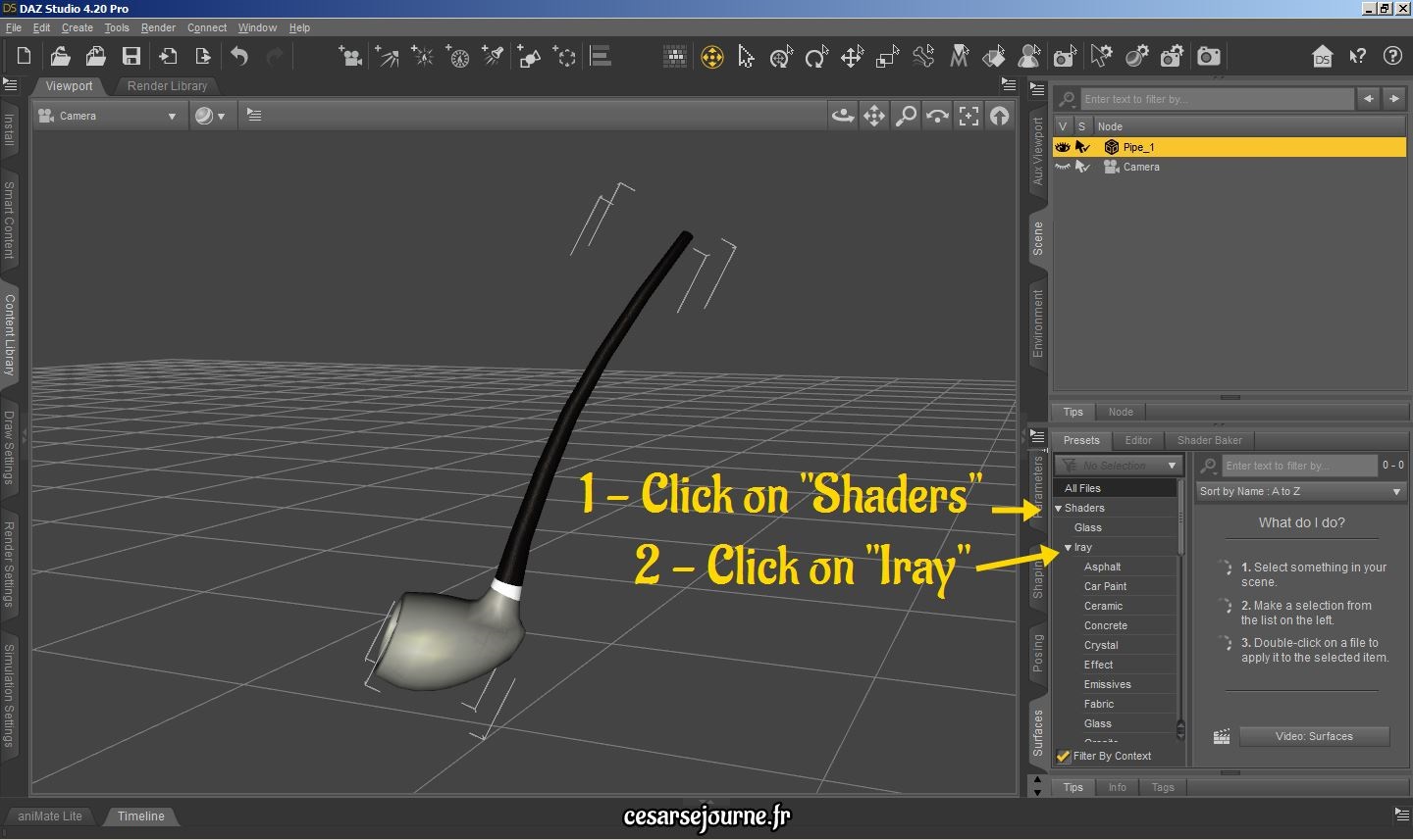 Tuto sur comment modifier un objet 3D sur Daz3D : création de surface, couleur et texture 15