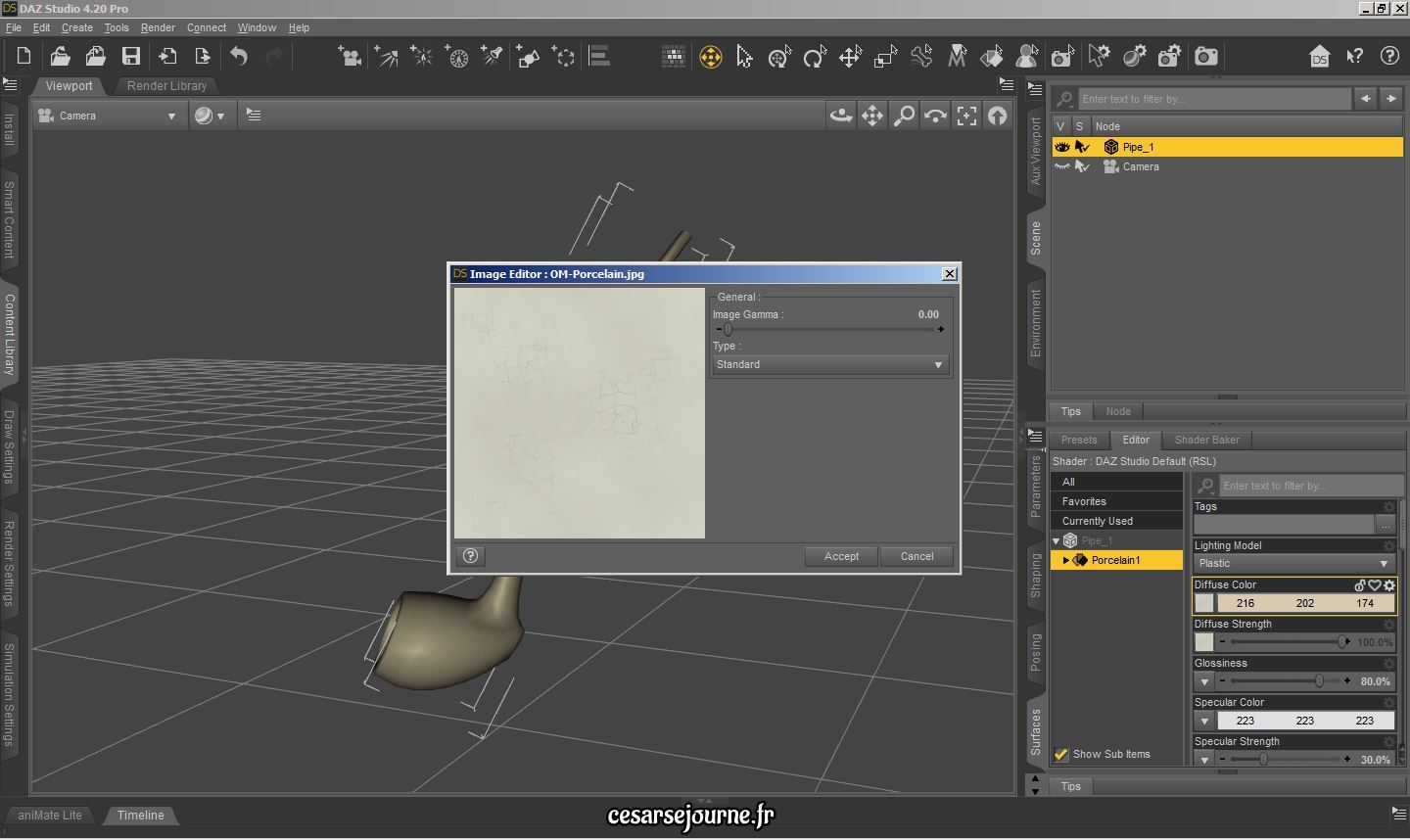 Tuto sur comment modifier un objet 3D sur Daz3D : création de surface, couleur et texture - correctif 03