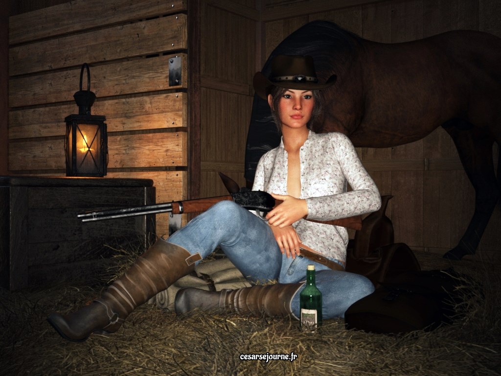 La cowgirl dans la grange