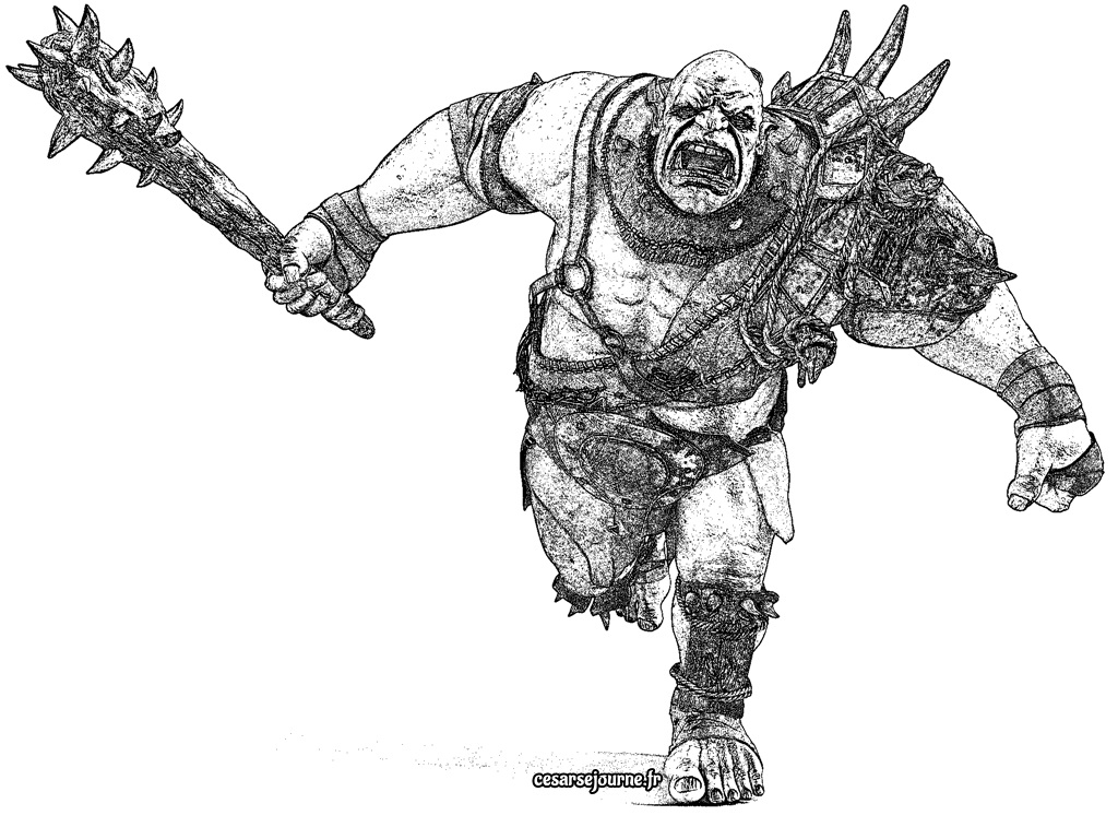 Illustration d'un ogre en train de charger